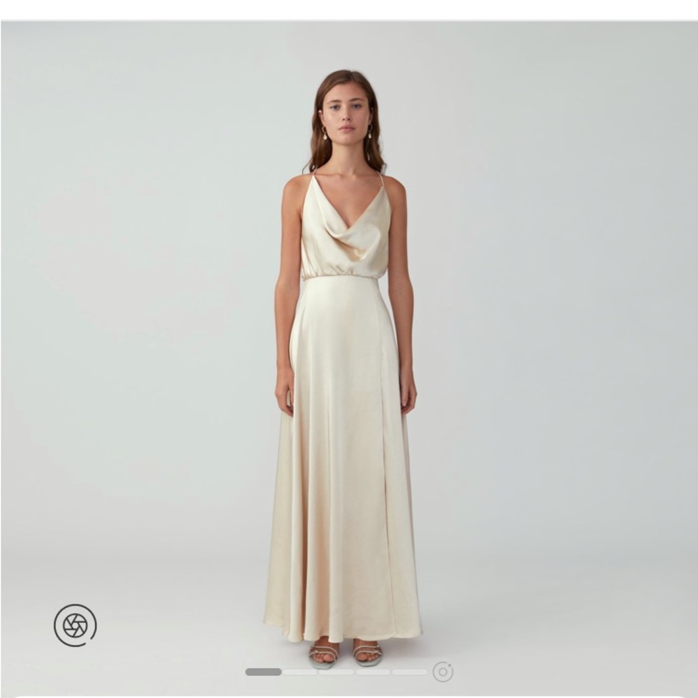 Fame and Partners Strappy Cowl Neck Dress, champagne, size 2. NWT.